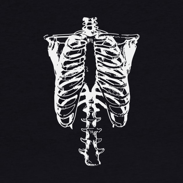 Men's Skeleton X-Ray Halloween TShirt - Torso Rib Cage X-Ray View by Emoji